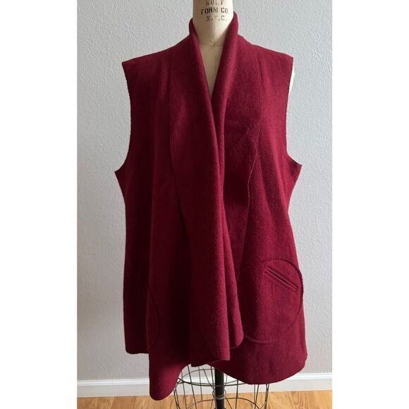 Beyond Threads 2X Red Alpaca Wool Vest EUC Peru Artsy‎ Plus Size - Picture 1 of 4